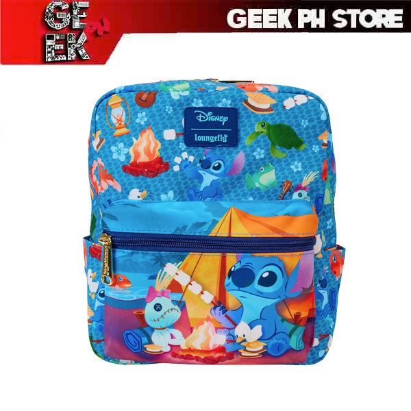 Loungefly Stitch Camping Cuties All Over Print Nylon Square Mini Backpack sold by Geek PH